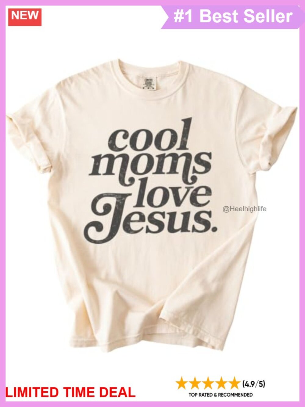 Christian Mom Distressed Faith Graphic Tee Crew Neck Short Sleeve